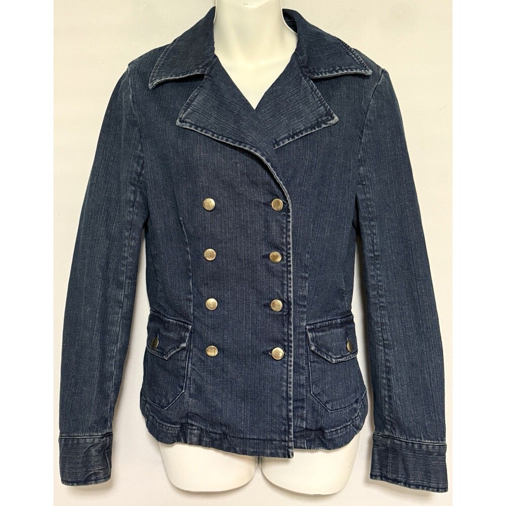 Vintage 2005 Y2K The Limited Jeans Double Breasted Denim Blazer Sz M Dark Wash
